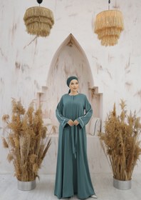 Resim Nissra Ankanoor Mint Gizli Patlı Biyeli Abaya Kol Ferace Anka255058 