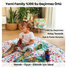 Resim Yorni Family, 145x100cm oyun Halısı, Oyun Matı, Oyun Parkı, Bebek Yatağı, Oyun Halısı, Oyun Minderi Sıvı Geçirmez Örtü 