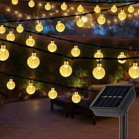 Resim 1 paket, güneş bahçe lambası, 4.99/6.99/11.99 metre kristal top dekoratif lamba dizisi, Yüksek Kalite, 8 aydınlatma modu, ışık kaynağı algılama, bahçe, teras, düğün, doğum günü, Noel süslemesi için uygun (sıcak renk, beyaz, renk seçeneği) 