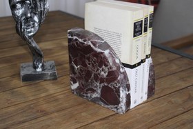 Resim Vişne Çürüğü Rengi El Yapımı Mermer Kitap Tutucu - 2'li Şık ve Dayanıklı Set 