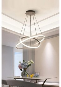 Resim Rings 2 Gri Renk Beyaz Ledli - Yatak Odası Salon Mutfak 2li Avize Gri 