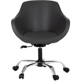 Resim Krom Metal Ayaklı Ofis Çocuk Odası Çalışma Sandalyesi Deri Monoko 