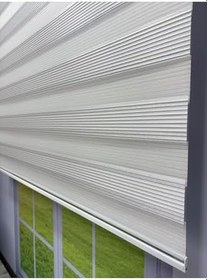 Resim donatti perde ANKA Serisi Gri Simli Zebra Perde - Gündüz Gece Kullanım, Stor Mekanizmalı 260 x 200 