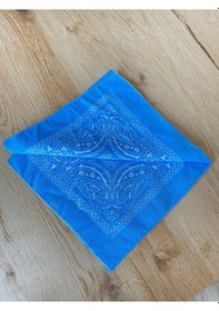 Resim Pamuklu Klasik Desen Unisex Bandana Renkli Bandana Etnik Desenli A Kalite Bandana Mavi 