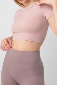 Resim DoReMi Seamless Fitilli Spor Crop Tişört 