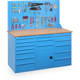 Resim starçelik 15 Çekmeceli Dolaplı Takım Asma Panolu Çalışma Tezgahı (1850x650x1944 Mm ) 