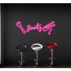 Resim Beauty Yazılı Ve Şekilli Neon Tabela Pembe 
