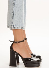 Resim L&L Platform Taban Yüksek Topuklu Bilekten Bantlı Rugan Kadın Ayakkabı 