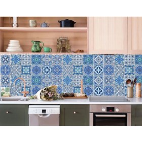 Resim Tink Kendinden Yapışkanlı Mavilim Desenli Pvc Karo 10X10 cm 20'li Paket 