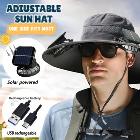 Resim Ayarlama Yapılabilir Güneşli Şapka - USB Şarj Edilebilir, Çoğu Kişi İçin Uyumlu, Siyah Beyaz Askılı, Açık Hava Aktiviteleri, Yürüyüş ve Plaj için İdeal, Güneşli Şapka 