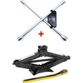 Resim Oto Krikosu 1.5 Ton Makas Cırcırlı Araç Kriko + Bijon Anahtarı -c 