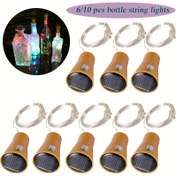 Resim 10-LED Güneş Enerjili Şişe Işıkları - Çinko Tel ile Kork Şeklinde Peri Işıkları Düğünler, Noel, Dış Mekan ve Avlu Dekorasyonu için 