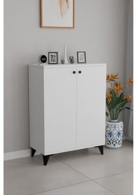 Resim 3 Raflı Kapaklı Ayakkabılık Dolabı Modern Çok Amaçlı Vestiyer & Antre Dolabı Beyaz 