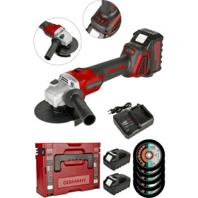 Resim Germany Steel Profesyonel 128Vf Kömürsüz Çift Akülü Şarjlı Avuç Taşlama Spiral 125Mm Alman-5 Adet Taş 
