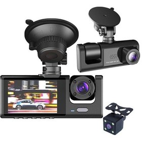 Resim 1080hd Yüksek Kalite 3 Kameralı Dash Kamera Döngü Kaydı Gece Görüş Araç Kamerası Araba 