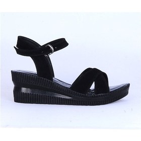 Resim Moda Ayakkabı 152 Ortopedik Süet 7cm Kadın Sandalet Ayakkabı Siyah 