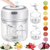 Resim 3.38oz/8.45oz Mini Mutfak Sarımsak Presi Elektrikli Kesici ve Et Öğütücü, Şarj Edilebilir Pil ile Mini Elektrikli Sarımsak ve Et Ezme Makinesi, Dayanıklı Plastik Kasa, USB Şarjlı Ezici 