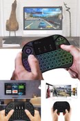 Resim esmelen Renk Değiştiren Rgb Touchpad'i Bulunan Kablosuz Televizyon Tablet Uyumlu Mini Televizyon Klavyesi 