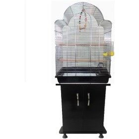 Resim A-700 Kardelen Krom Kaplama Papağan Kafesi Ve Siyah Mobilya 