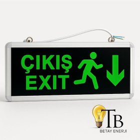 Resim Venso Aşağı Çıkış Işıldak Led Aşağı Tabela Çift Yönlü 2 Adet Açık Yeşil 