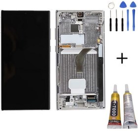 Resim Te Samsung Uyumlu S22 Ultra S908 Uyumlu Çıtalı Lcd Ekran Servis Beyaz+montaj Seti 