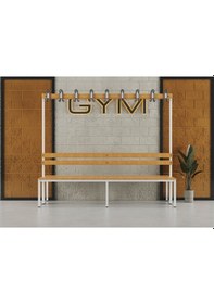 Resim Ayakkabılıksız 6 Ayaklı Çift Taraflı Bank, Kanca Şeritli Bank, 18 Kanca, 200x85x170 Cm, Spor Bankı 