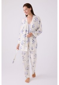 Resim Pierre Cardin Kadın Mavi 3lü Pijama Takımı Pc8885-s-v1 Mavi 