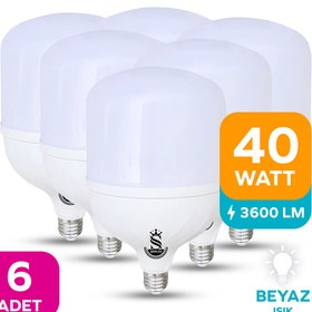 Resim ŞANLED 40W Tasarruflu E27 Beyaz Işık Torch Led Ampul-1-2-4-6-8-10 ADETTİR 