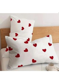Resim 2 Adet Kalp Desenli Pamuklu 50x70 Cm Yastık Kılıfı 