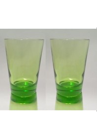 Resim Cam Su Ve Meşrubat Kahve Yanı Bardak Seti 2 Adet Yeşil,mısafır Sunum 7x7x10cm 