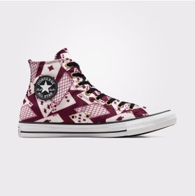 Resim Converse Chuck Taylor All Star Cards Unisex Bordo/bej Sneaker 