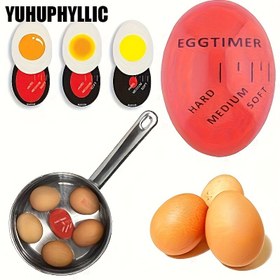 Resim 1 adet Mükemmel Yumurta Rengi Zamanlayıcı, Haşlanmış Yumurta Pişirici, Mutfak Aleti Yumurta Zamanlayıcı Termokromik Yeniden Kullanılabilir Renk Değişimi ile Yumurta Pişirmek için 