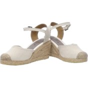 Resim Dolgu Topuk Keten Ön Hasır Arka Açık Sandalet Bej 