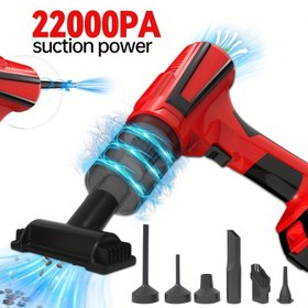 Resim 1 adet, 3-in-1 Çok Fonksiyonlu Kablosuz El Tipi Elektrikli Süpürge, 22KPa Güçlü Emiş, Püskürtme ve Balonlu Havalandırma ile Araba Süpürgesi, USB Şarjlı 1500mAh*5 Lityum Pil, 210W Güçlü, 70dB Gürültü, Ev ve Araba Kullanımı için Uygun, Taşınabilir Araba ve Ev Süpürgesi, Temizlik Aracı 