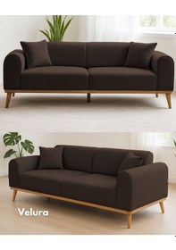 Resim Valo Üçlü Kanepe & 3' Lü Koltuk - Koyu Kahve Koyu Kahve 