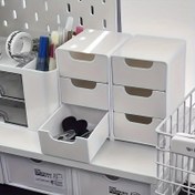 Resim 3 Katlı Beyaz Plastik Sekizgen Çekmeceli Düzenleyici - Ofis Malzemeleri, Takı & Kozmetikler için Taşınabilir Depolama Kutusu - Hafif, Çok Amaçlı Tasarım ile Çekilebilir Çekmeceler ve Açık Üst Bölmesi, Çekmece Saklama Organizatörü, Kozmetik Ürün Tutucu 