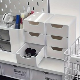 Resim 3 Katlı Beyaz Plastik Sekizgen Çekmeceli Düzenleyici - Ofis Malzemeleri, Takı & Kozmetikler için Taşınabilir Depolama Kutusu - Hafif, Çok Amaçlı Tasarım ile Çekilebilir Çekmeceler ve Açık Üst Bölmesi, Çekmece Saklama Organizatörü, Kozmetik Ürün Tutucu 