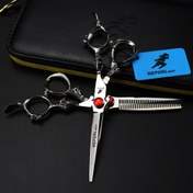 Resim 15,24 cm kılıç tarzı ejderha saplı saç makasları Düz dişli ince tırnak makası İncelik için erkek ve bayanlara uygun, , Şık Makaslar,Şık Tasarım,Pürüzsüz işletim,Dayanıklı Makaslar,İnceltme Makası,Kuaförler 