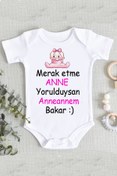 Resim Genel Markalar Kız Bebek Beyaz Merak Etme Anne Yorulduysan Anneannem Bakar Baskılı Zıbın 
