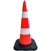 Resim İleri Trafik TPE Trafik Konisi 90 cm Ağırlıklı Çift Reflektifli Trafik Dubası 