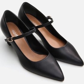 Resim HOTİÇ Mary Jane Hakiki Deri Siyah Kadın Stiletto 