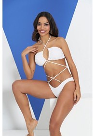 Resim Ruko Maio 2315-1 Beyaz Çapraz İp Modelli Boyundan Bağlamalı Bikini 001 
