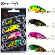 Resim 4'lü Crankbait Balıkçılık Yem Seti - Dayanıklı ABS, Gerçekçi Yüzme Hareketi & Tuzlu ve Tatlı Su Balıkçılığı için Canlı Tasarım 