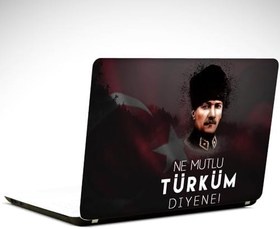 Resim Atatürk Ne Mutlu Türküm Diyene Laptop Sticker 17 inch (39X27CM) 