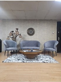 Resim Zafir Teddy Takım Siyah Boyalı Sivriltme Ayak Çay Seti Koltuk - Berjer , Balkon, Salon, Ofis Gri 