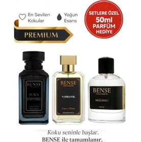 Resim Bense Narkotik, Black Sapphire & Milano 3’lü Premium Erkek Seti (Extrait de Parfum) 