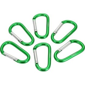 Resim Pazly Lixada 6'lı D Şekilli Alüminyum Karabina Seti - Yeşil, Hafif Ve Dayanıklı 