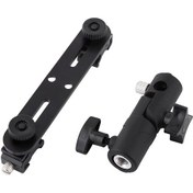 Resim Moveevo Metal Çift Flash Tutucu, 180 Dikey Ayar, Şemsiye Tutucu, 1/4" & 3/8" Soket, Tripod Ve Işık Sandalyesi Uyumlu Stüdyo Aksesuarı 
