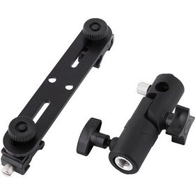 Resim Moveevo Metal Çift Flash Tutucu, 180 Dikey Ayar, Şemsiye Tutucu, 1/4" & 3/8" Soket, Tripod Ve Işık Sandalyesi Uyumlu Stüdyo Aksesuarı 
