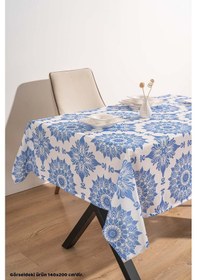 Resim Rivaistanbul Alaçatı Mavi Çini Desenli Masa Örtüsü, Sofra Bezi, Piknik Örtüsü 